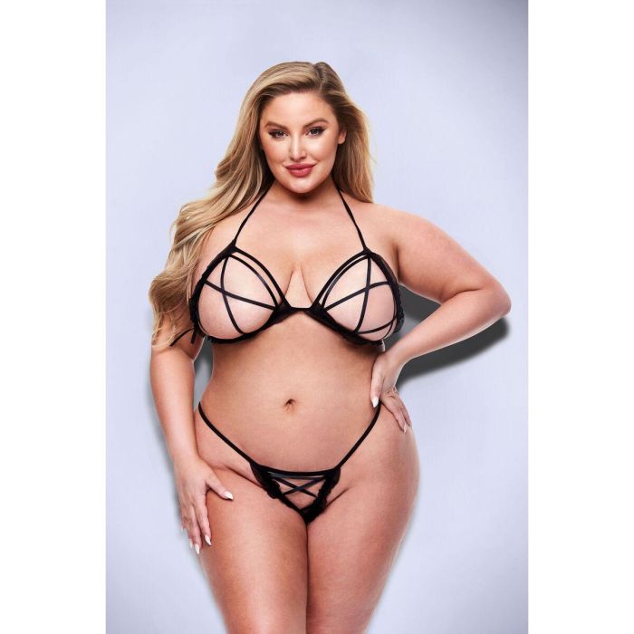 Conjunto de Lencería Baci Lingerie Crotchless G- Negro 2 Piezas (Queen size) 3 Conjunto de Lencería Baci Lingerie Crotchless G- Negro 2 Piezas (Queen size) 3