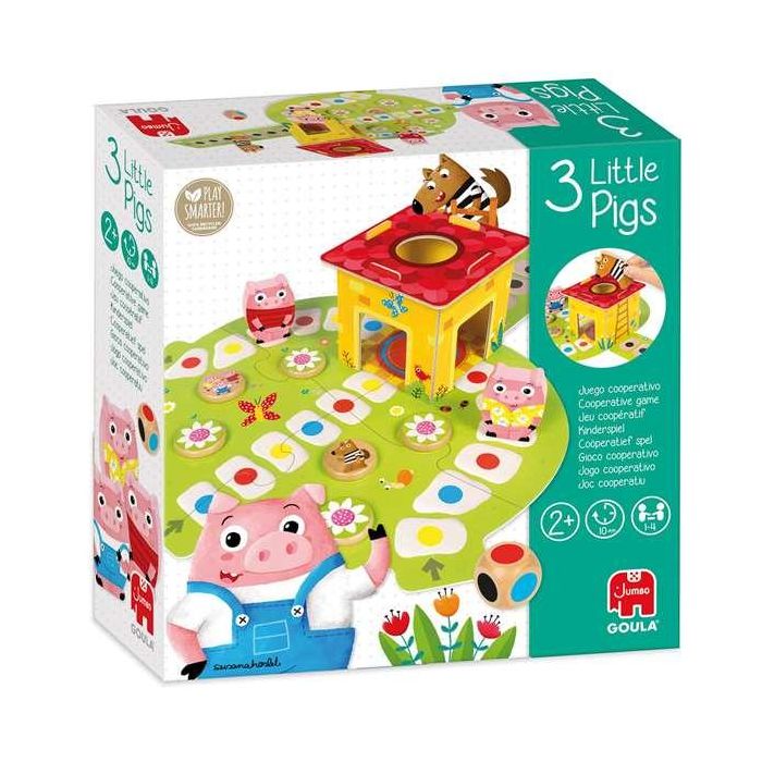 Goula Juego de Mesa Los 3 Cerditos de Madera, Escapa del Lobo - Para Niños 2-6 Años, hasta 4 Jugadores