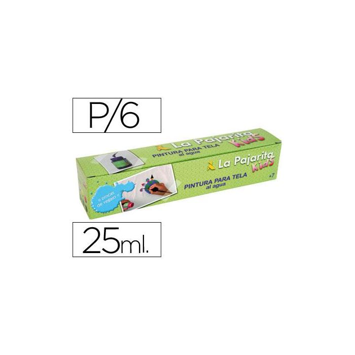 La Pajarita Kit Surtido Para Tela Bote De 25 mL Colores Surtidos Con Pincel -6U-