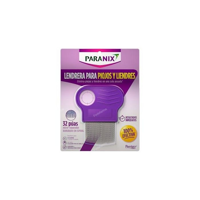 Paranix Lendrera Metálica 3 en 1 para Piojos y Liendres - Tratamiento Antiparásitos Eficaz y Suave con el Cabello, 1 unidad