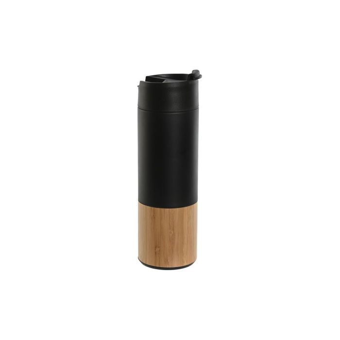DKD Home Decor Termo Básico Negro Natural de 400ml, Fabricado en Acero Inoxidable y Bambú, Apto para Lavavajillas DKD Home Decor Termo Básico Negro Natural de 400ml, Fabricado en Acero Inoxidable y Bambú, Apto para Lavavajillas