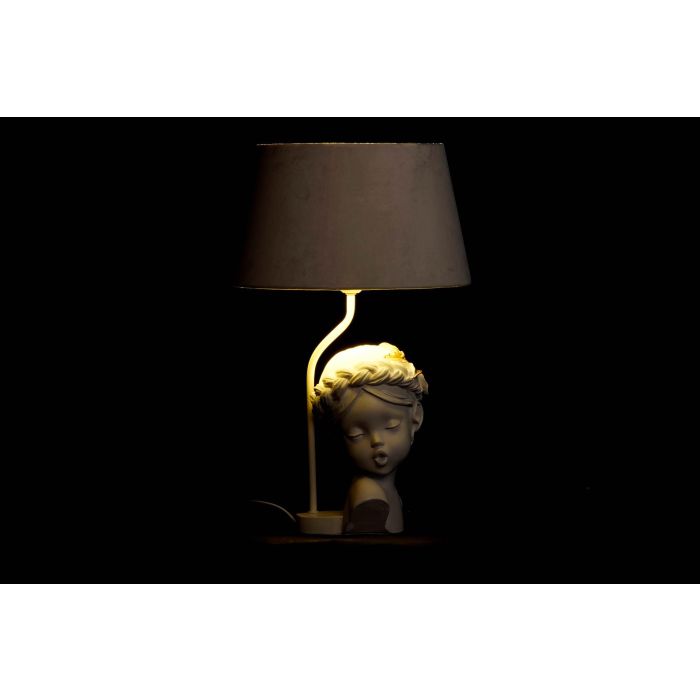 DKD Home Decor Lámpara Sobremesa Romántico Blanco Rosa Palo 30x30x49 cm (2 Unidades) Resina Poliéster 1