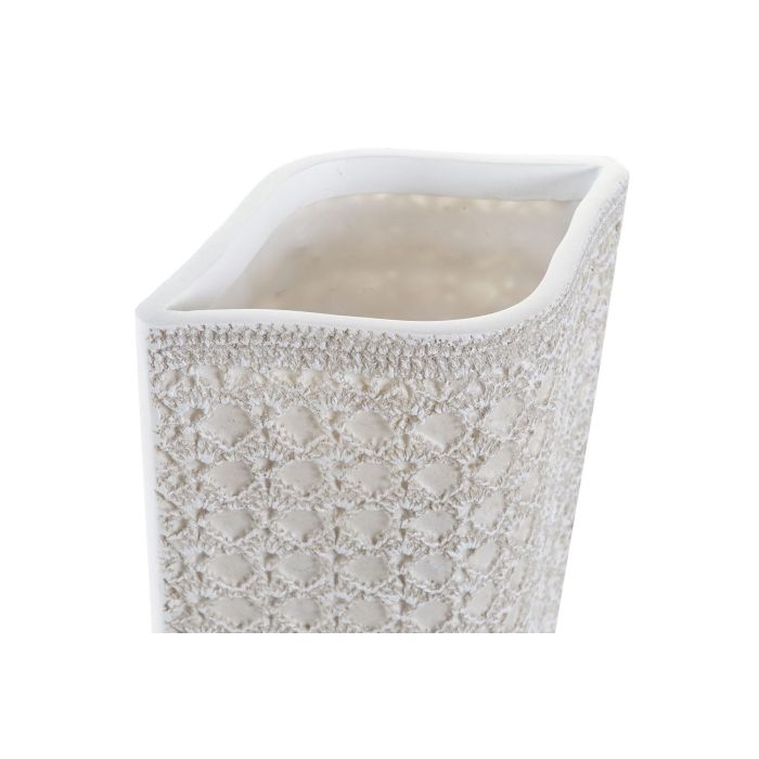 DKD Home Decor Jarrón Decorativo Moderno Isara de Resina Blanco, 10 cm Largo x 47 cm Alto x 17 cm Ancho 1