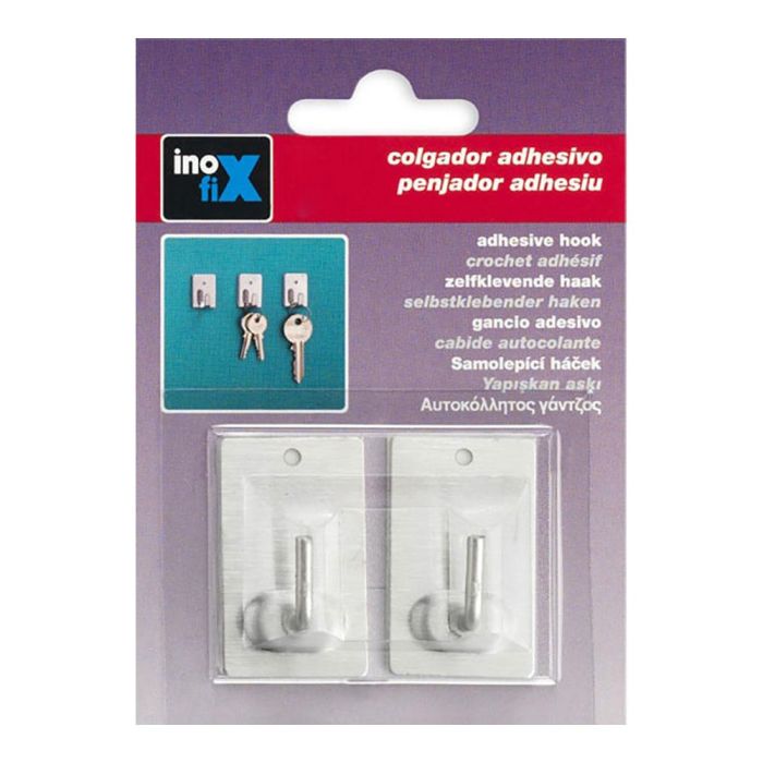 Inofix 2040-1-000 Colgador Adhesivo Acero Inoxidable Blister 2 Unidades Cromado 41x25x17mm 1