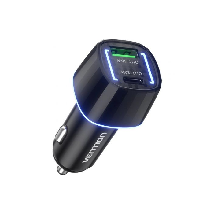 Cargador de Coche Vention FFRB0/ 1xUSB-Tipo C/ 1xUSB/ 48W 0 Cargador de Coche Vention FFRB0/ 1xUSB-Tipo C/ 1xUSB/ 48W 0