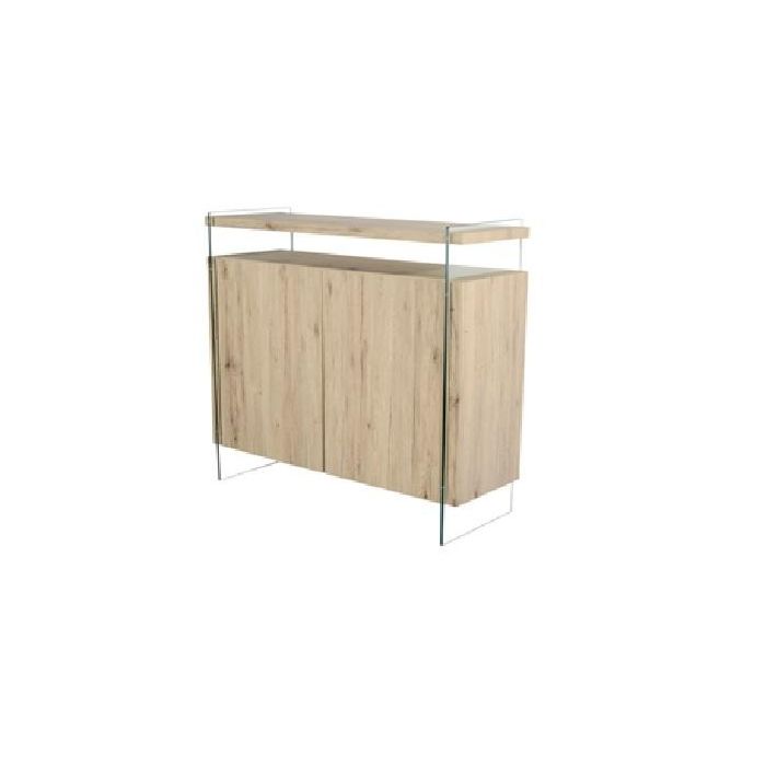 DKD Home Decor Aparador Moderno Natural de MDF y Cristal Templado 120x44x120 cm con 2 Puertas y 3 Estantes Desmontable