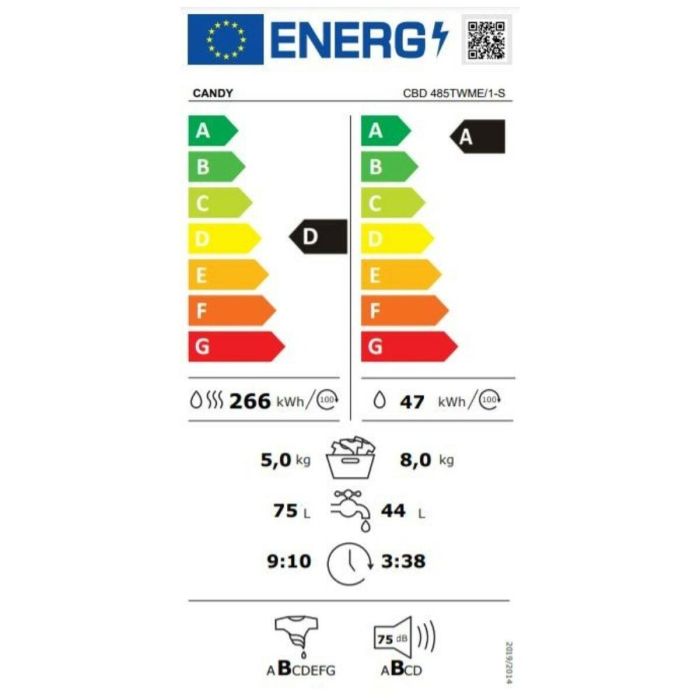 Lavadora - Secadora Candy CBD 485TWME/1-S 8kg / 5kg 1400 rpm Blanco 8 kg 2