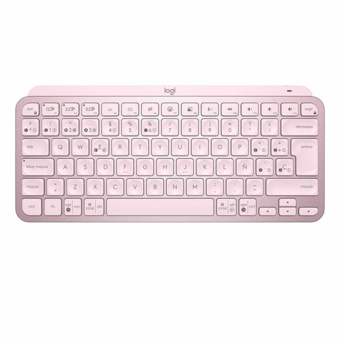 Logitech Teclado MX Keys Mini Rosa Teclado Compacto Inalámbrico con Retroiluminación