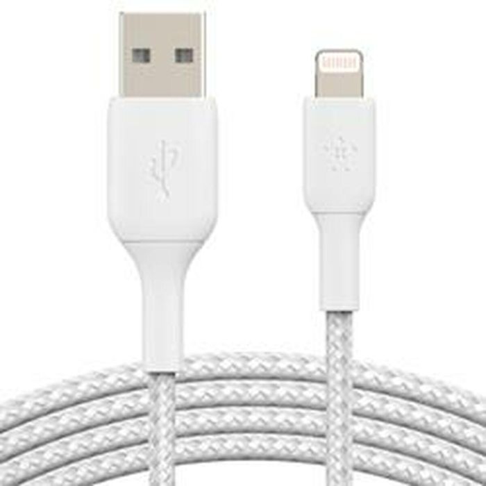 Belkin Cable Lightning trenzado de carga y sincronización MFi 15cm blanco