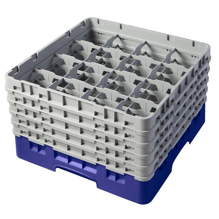 CAMBRO - 16S958-186 - Cesta de lavado 16 comp. 5 alturas - 10,9 cm Ø máx. - alt. máx. 25,8 cm - 50 x 50 x 30,8 cm - Azul marino