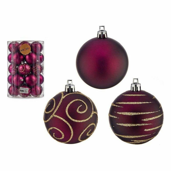Set de Bolas de Navidad Morado PVC Ø 6 cm (4 Unidades) 1 Set de Bolas de Navidad Morado PVC Ø 6 cm (4 Unidades) 1