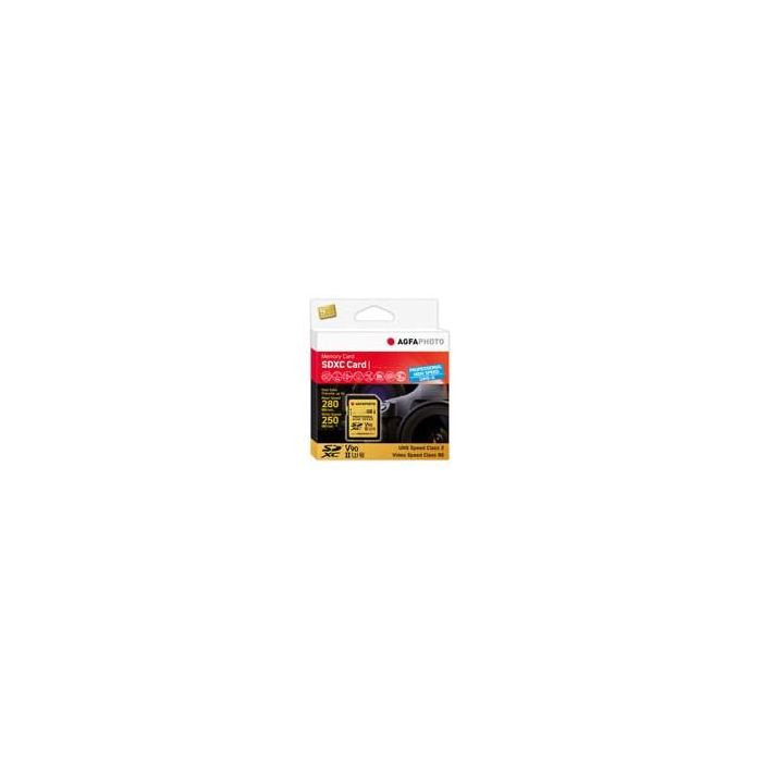 AgfaPhoto Tarjeta SDXC 256GB Professional UHS-II U3 V90 de Alta Velocidad