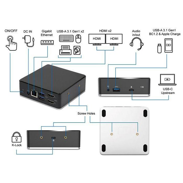 eSTUFF Dual Full-HD USB-C Hybrid Docking Station 2 eSTUFF Dual Full-HD USB-C Hybrid Docking Station 2