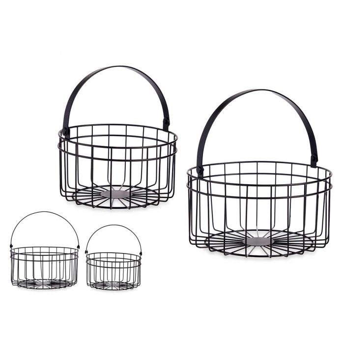 Set 2 Cestas Redondas Negras Giftdecor 25x27x25 cm, Metal Set 2 Cestas Redondas Negras Giftdecor 25x27x25 cm, Metal