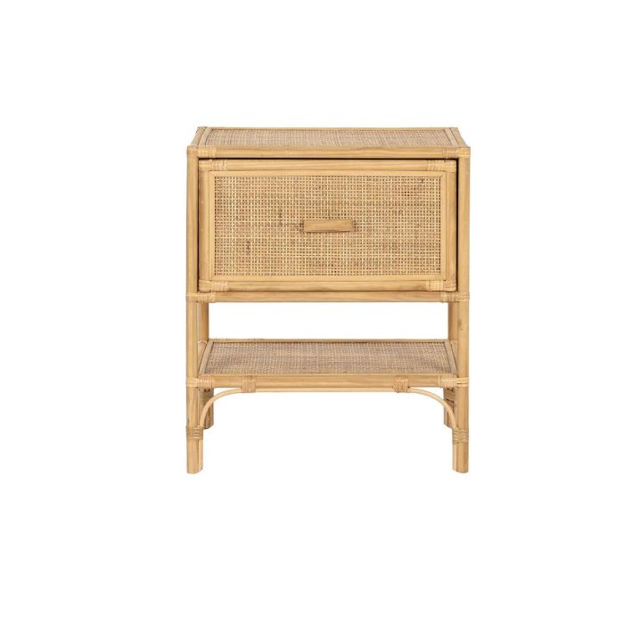 DKD Home Decor Mesita de Noche Urban de Abeto y Ratán Marrón con un Cajón y Estante Abierto 47x30x55 cm DKD Home Decor Mesita de Noche Urban de Abeto y Ratán Marrón con un Cajón y Estante Abierto 47x30x55 cm