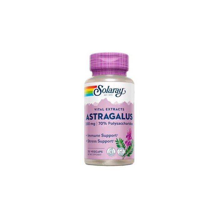 SOLARAY Astragalus Root Extract 200mg 30 Cápsulas Vegetales. Apoyo sistema inmune. Apto para veganos.