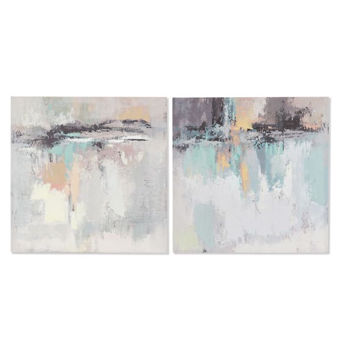 DKD Home Decor Cuadro Moderno Abstracto Lienzo MDF Multicolor 60x60 cm Pack 2 Unidades Diseños Aleatorios