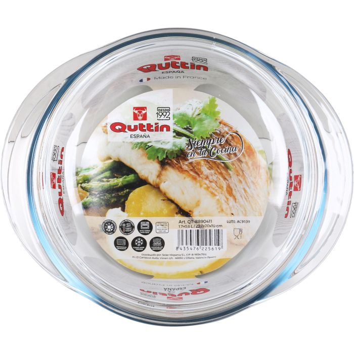 Quttin Cacerola de Vidrio Redonda con Tapa 1.6L + 0.5L (3 Unidades) 4