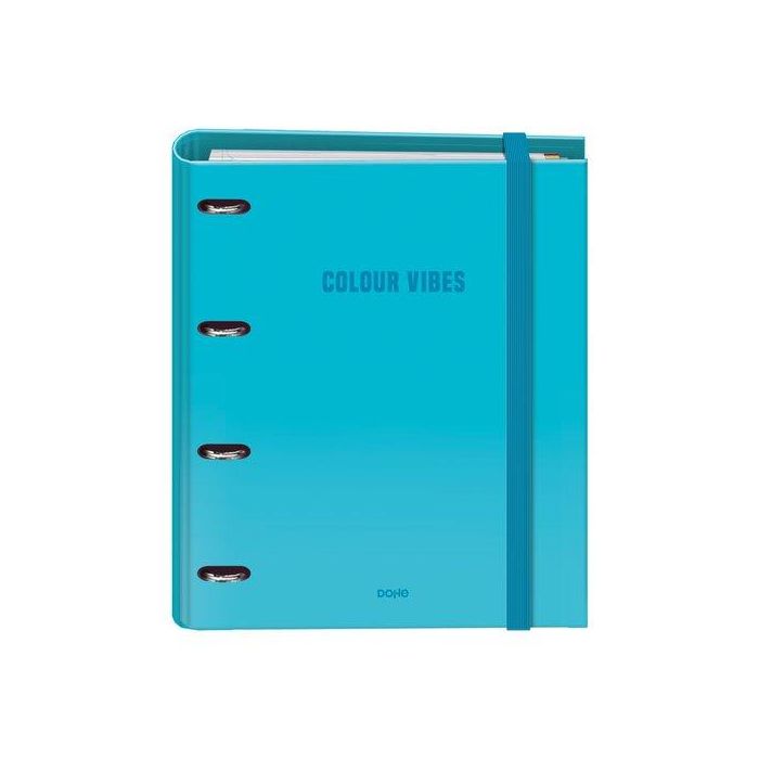 Carpebloc Dohe Colour Vibes A4 4 Anillas Mixtas 35 Mm Con Recambio 100Hj. 90Gr. Cuadric.5X5 Cyan