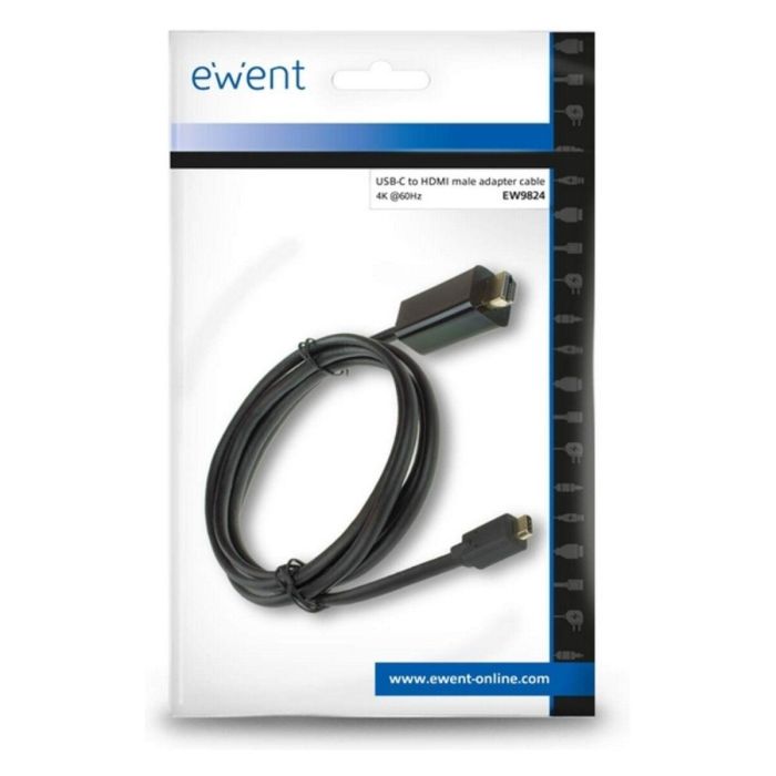 Adaptador USB-C a HDMI Ewent EW9824 Negro 2 m 1 Adaptador USB-C a HDMI Ewent EW9824 Negro 2 m 1