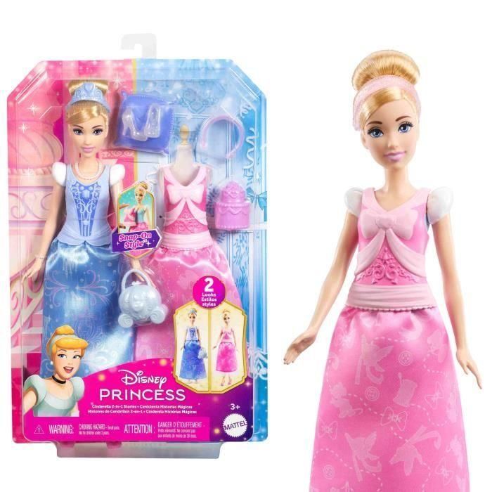 Disney Princess Muñeca Cenicienta con 2 Trajes y 7 Accesorios para Niños +3 Años