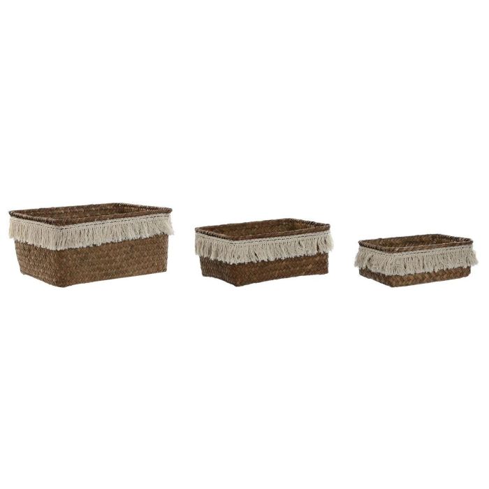Cesta Boho DKD Home Decor Natural Blanco 17 x 10 x 23 cm Set de 3 1 Cesta Boho DKD Home Decor Natural Blanco 17 x 10 x 23 cm Set de 3 1