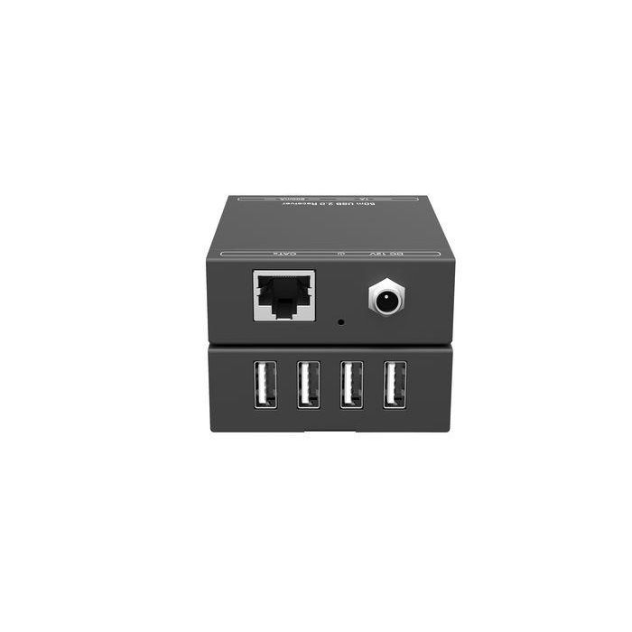 Vivolink VLUSBEXT50 Kit Extensor USB 2.0 de 50m con 4 Puertos para Cámara, Altavoz, Pantalla Táctil - Cable de Red Cat5e/6/7 2