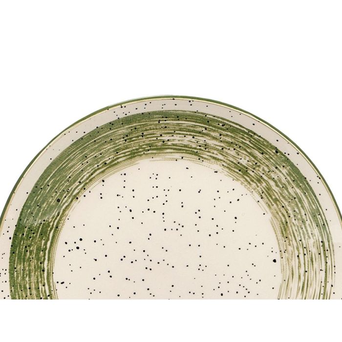 Vessia Plato Postre Patinado Verde y Blanco de Cerámica Porcelana, 19.5 cm (Set de 36)
