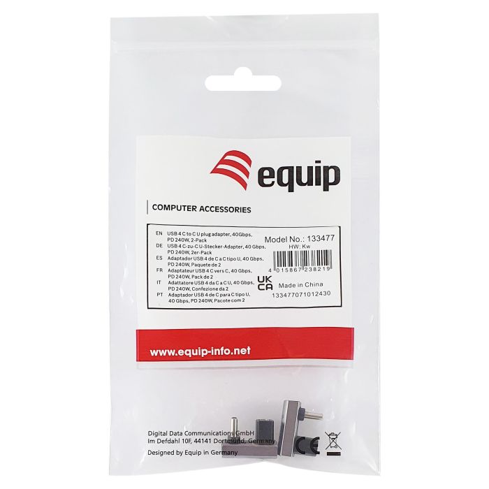 EQUIP Adaptador USB 4.0 a USB-C 40Gbps, 240W PD, Negro Gris (Pack 2) 3 EQUIP Adaptador USB 4.0 a USB-C 40Gbps, 240W PD, Negro Gris (Pack 2) 3