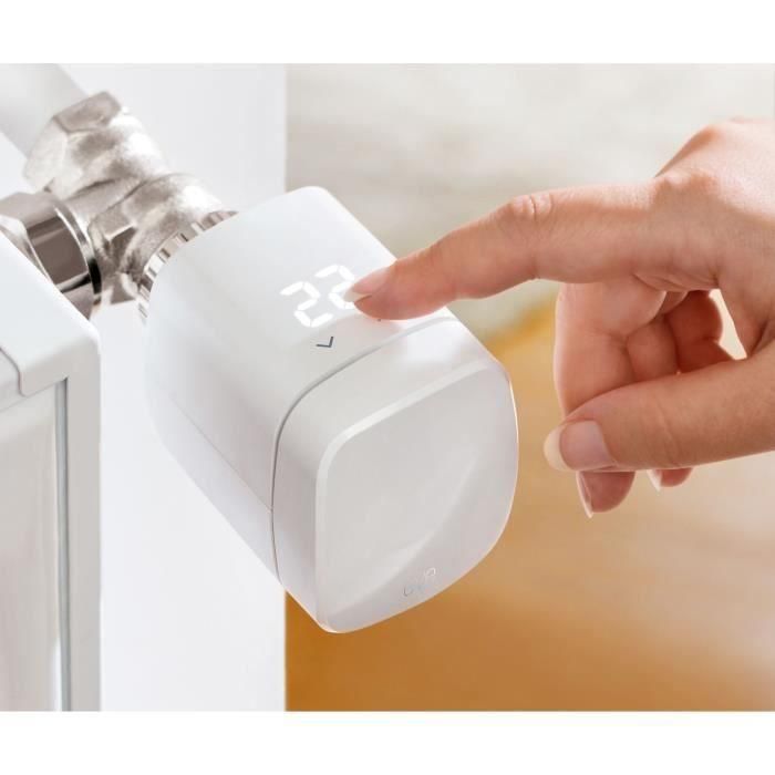 Eve OB02924 Válvula de radiador inteligente Thermo con Programas autónomos, compatible con Apple HomeKit y Bluetooth Thread