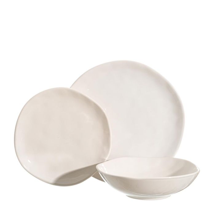 Plato Postre Blanco Stoneware Cocina 20 X 20 X 2 cm