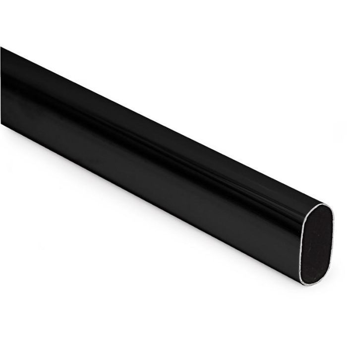 Herrajes Alk Tubo Stor Ovalado 30-15 para Armario, Negro, 30mm x 15mm, Grosor 0.8mm (Pack de 3 barras de 3M)