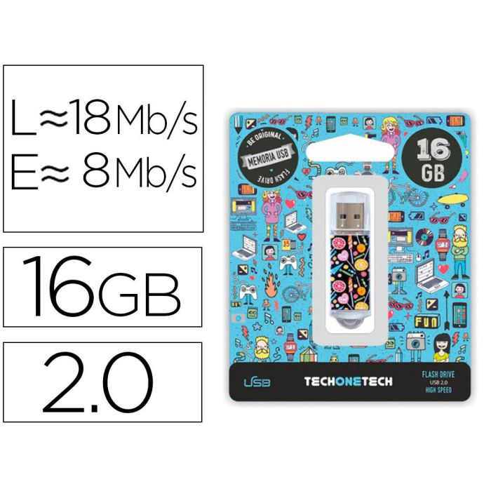 Memoria Usb Techonetech Flash Drive 16 grb 2.0 Candy Pop