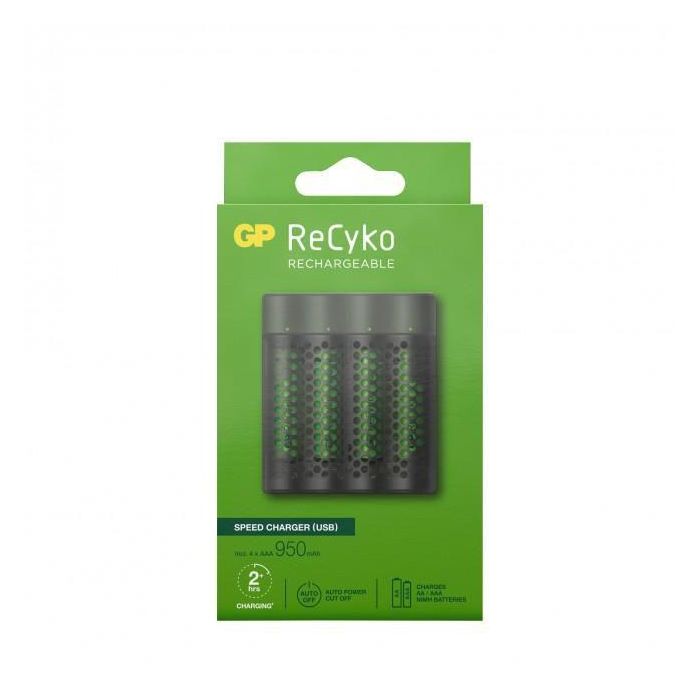 GP M451 Cargador Rápido para 4 Pilas AAA NiMH 950mAh, Incluye 4 Pilas 5