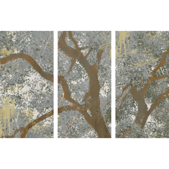 DKD Home Decor Cuadro Cottage con Árbol Multicolor, Set de 3 Lienzo y MDF 150x100 cm