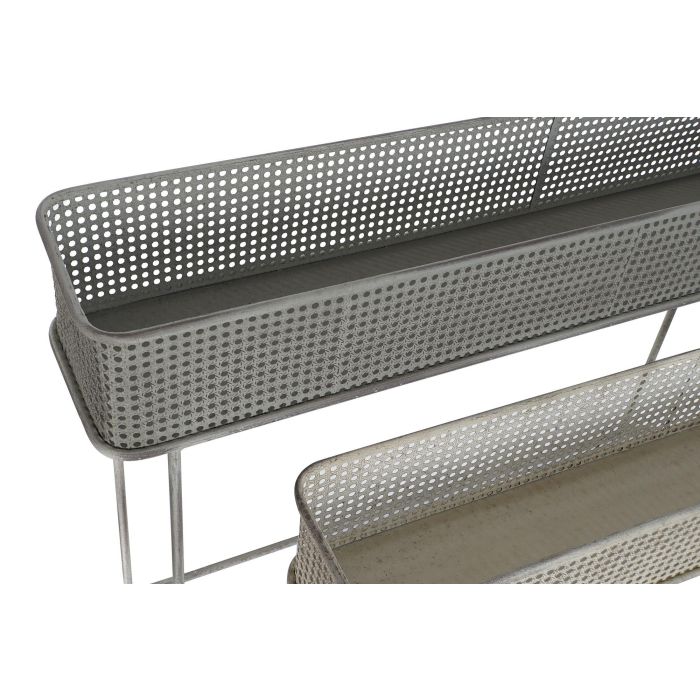 DKD Home Decor Macetero Vintage Gris Blanco Set 2 de Metal, Alto 70 cm, Ancho 100 cm, Largo 22 cm 1 DKD Home Decor Macetero Vintage Gris Blanco Set 2 de Metal, Alto 70 cm, Ancho 100 cm, Largo 22 cm 1