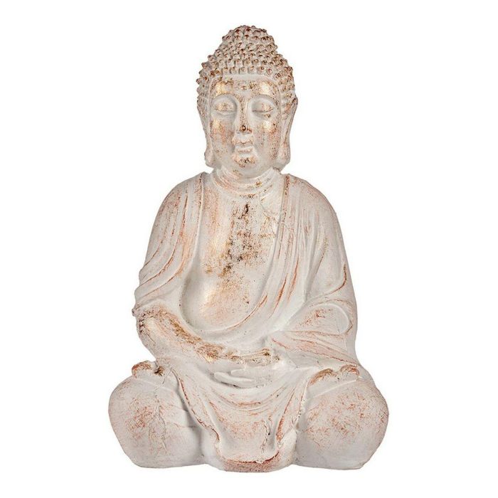 Ibergarden Buda Poliresina Manos Juntas Blanco y Oro 24.5x50x31.8 cm