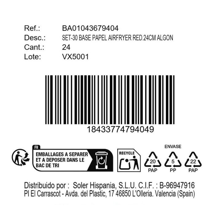Inde Set 30 Bases Papel Airfryer Redondas 24 cm 11 Inde Set 30 Bases Papel Airfryer Redondas 24 cm 11