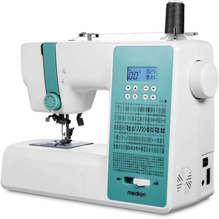 Medion MED4061275230482 Máquina de Coser Digital SD 36 - 270 Puntadas, 700 rpm, LED, 38W, Turquesa