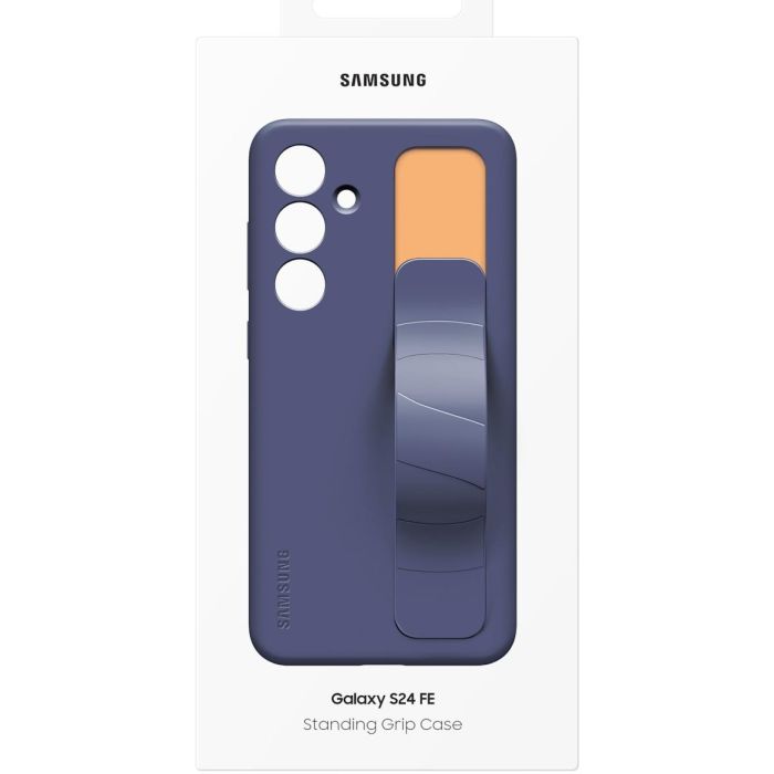 Samsung Funda Standing Grip para Galaxy S24 FE, Soporte y Agarre, Silicona Azul Oscuro 6