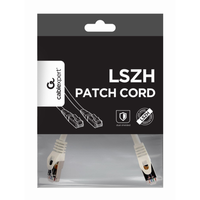 Gembird PP6A-LSZHCU-W-0.25M Cable de Red Cat6a S/FTP (S-STP) RJ45 de 0.25m Blanco con Conectores Chapados en Oro