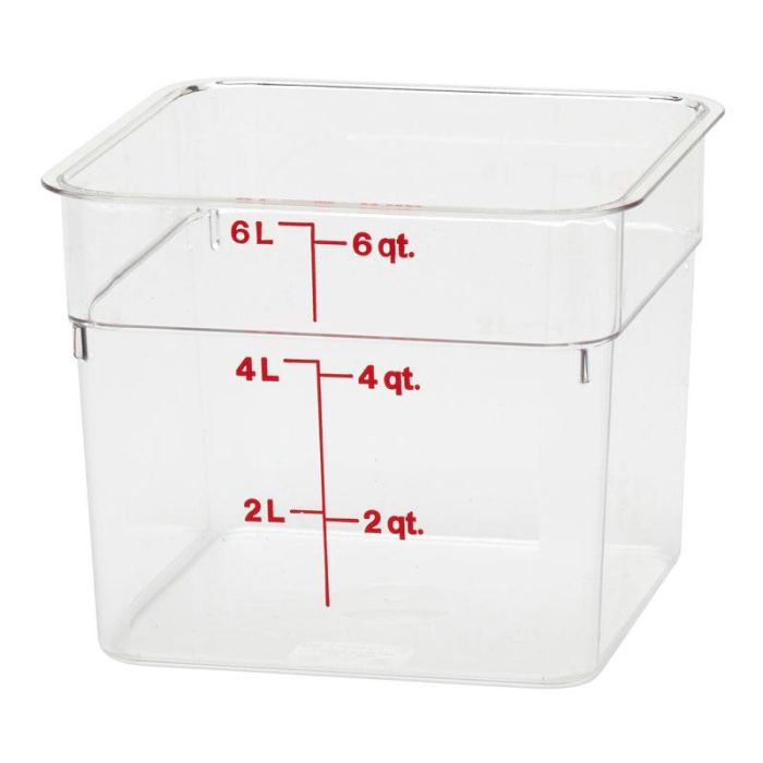 CAMBRO - 6SFSCW-135 - Recipiente cuadrado 5,7 L - 21,5 x 21,5 x 18,5 cm - Transparente (Tapa no incluida) - Venta 1 unidad.