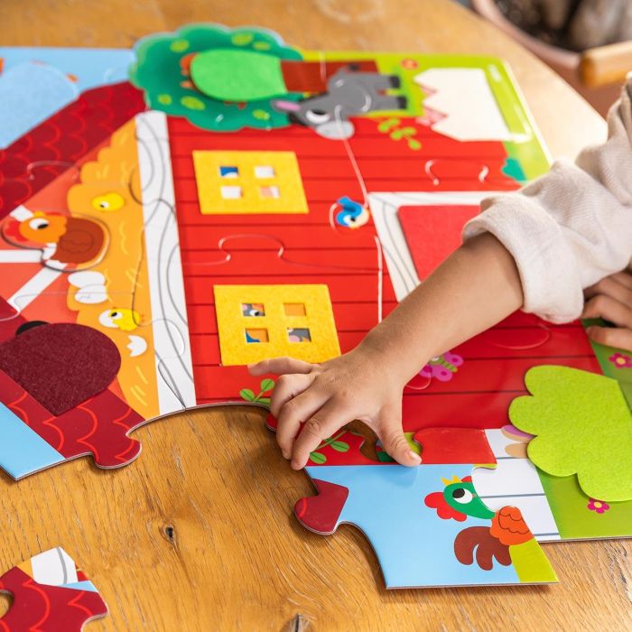 GOULA Puzzle XXL Granja Sorpresa 1110100763 - 12 Piezas con Texturas Táctiles, Juguete Sensorial Educativo para Niños +2 Años 4