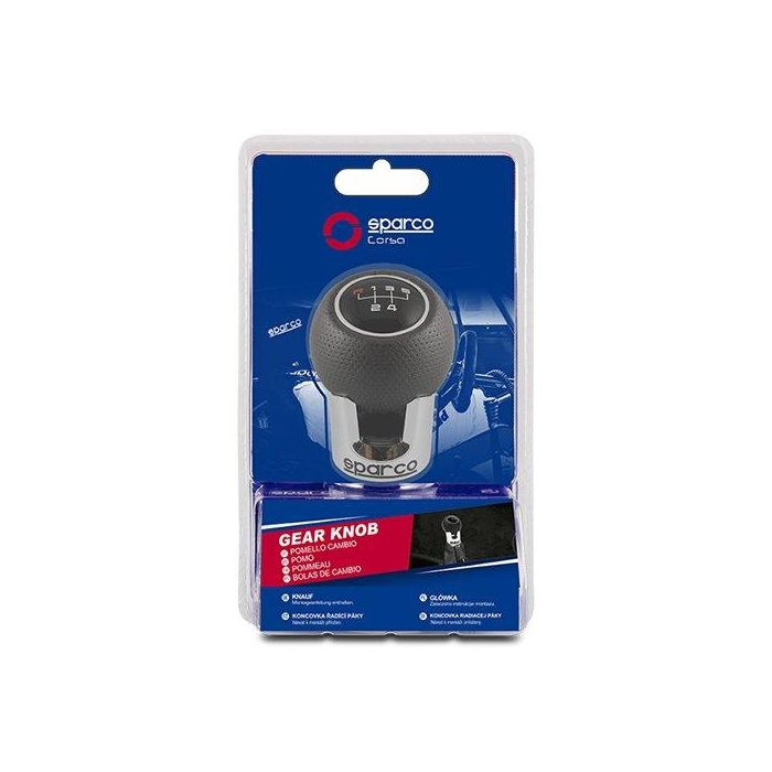 SPARCO SPC0105CH Pomo de Palanca de Cambios Lazio Cromado-Negro en Aluminio y Polipiel con Dibujo Intercambiable 4