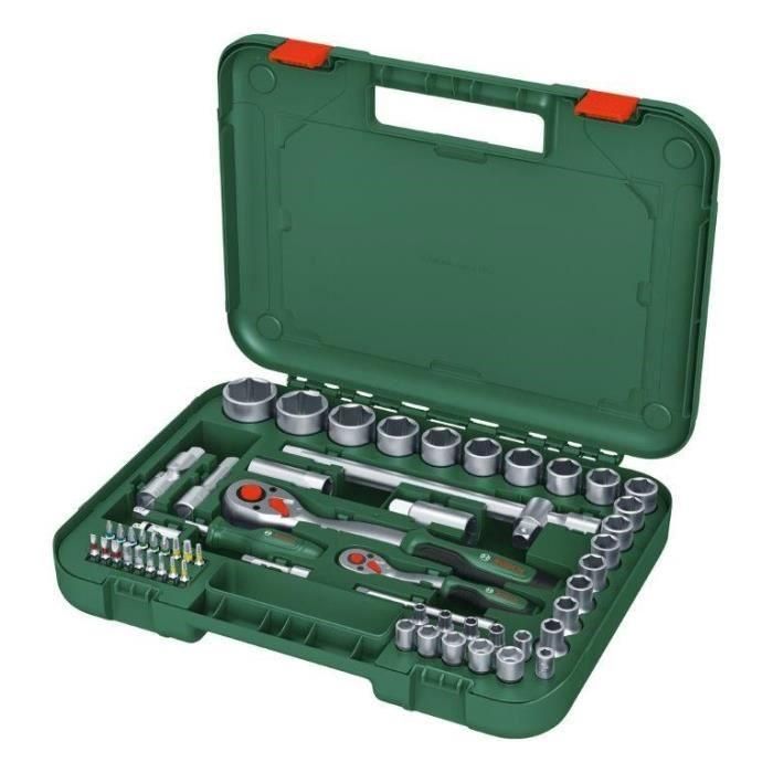 Juego de trinquete Bosch de 57 piezas 1/4 + 1/2 (para diversos proyectos de bricolaje, 55 accesorios de alto torque, estuche de transporte con agarre suave) 1 Juego de trinquete Bosch de 57 piezas 1/4 + 1/2 (para diversos proyectos de bricolaje, 55 accesorios de alto torque, estuche de transporte con agarre suave) 1