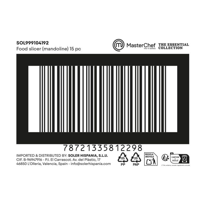 Inde Set De Mandolina 15 Piezas 31x13.2x12.4 cm (6 Cajas) 2