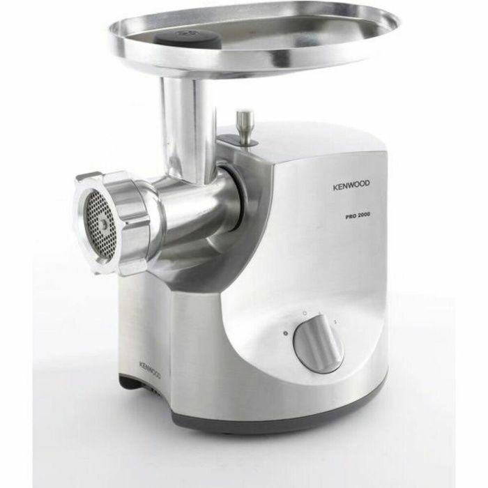 Kenwood MG700 Picadora de Carne 3 kg/min, Incluye 3 Rejillas, Adaptadores Salchicha y Kebbe - Aluminio Cepillado