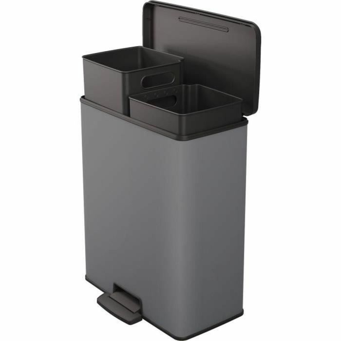 Curver CUR1685730763111 Papelera de Reciclaje Doble Rectangular Deco Bin 52L (26+26L) Antracita 49x32x61 cm 2 Curver CUR1685730763111 Papelera de Reciclaje Doble Rectangular Deco Bin 52L (26+26L) Antracita 49x32x61 cm 2