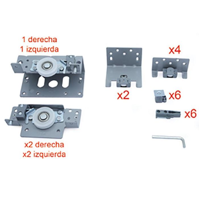 HERRAJES ALK Yumbo 3 - 19 Kit Herrajes Completo para 3 Puertas (2 Internas, 1 Externa) Espesor 19mm