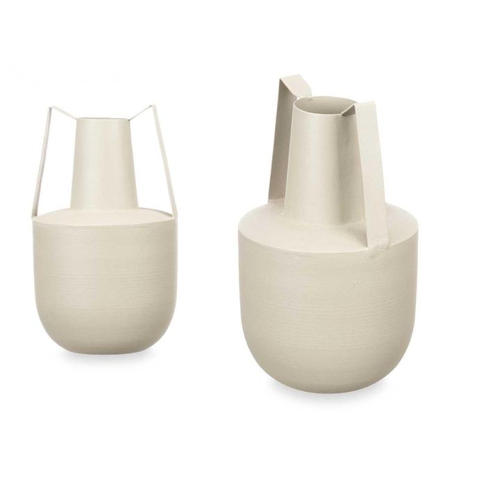 Jarrón de Acero Doble Asa Color Crema Pastel Giftdecor 14x24x14 cm (6 Unidades) Jarrón de Acero Doble Asa Color Crema Pastel Giftdecor 14x24x14 cm (6 Unidades)